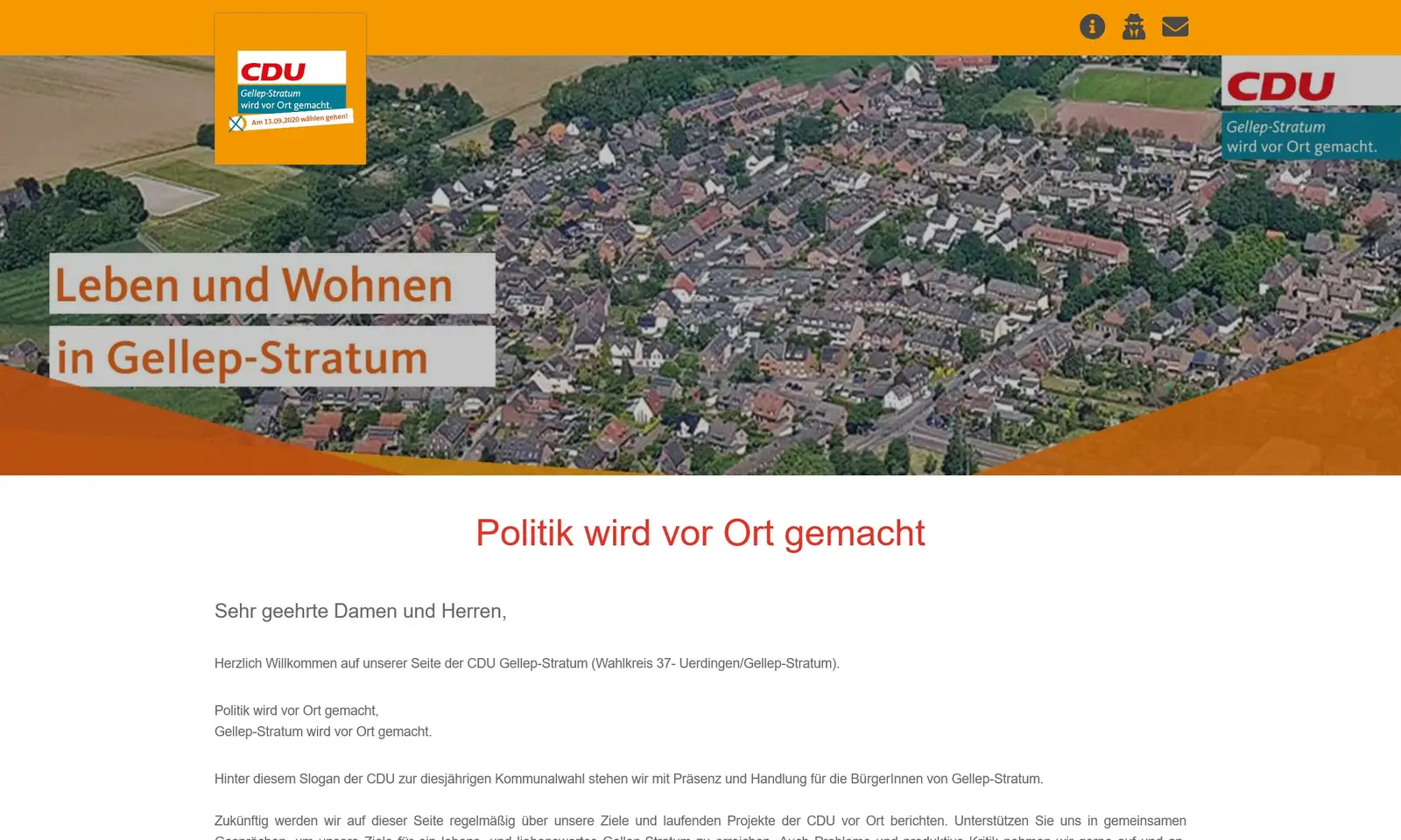 Screenshot von der Webseite "CDU Gellep-Stratum"