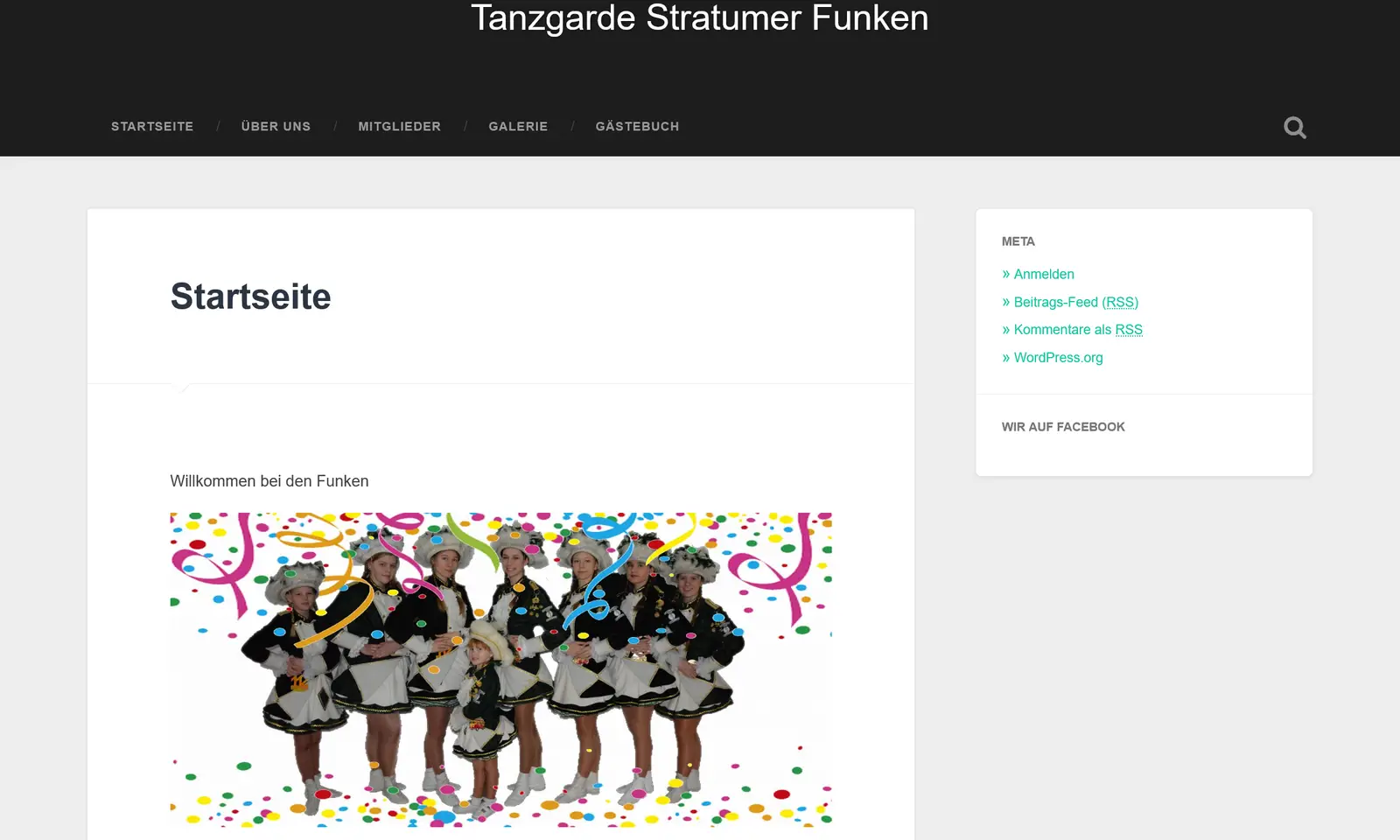 Screenshot von der Webseite "Stratumer Funken"