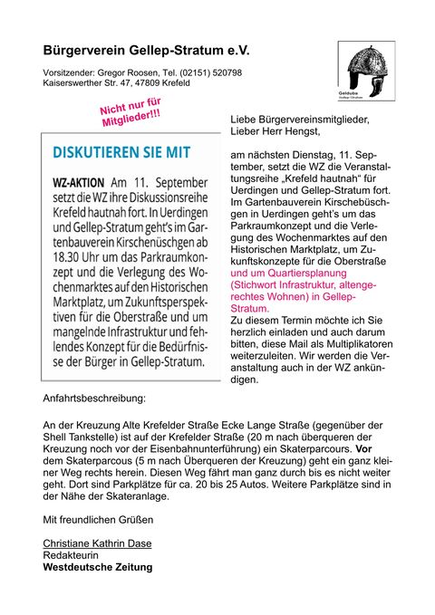 Plakat zur Veranstaltung am 11.9.2018 "Krefeld hautnah"