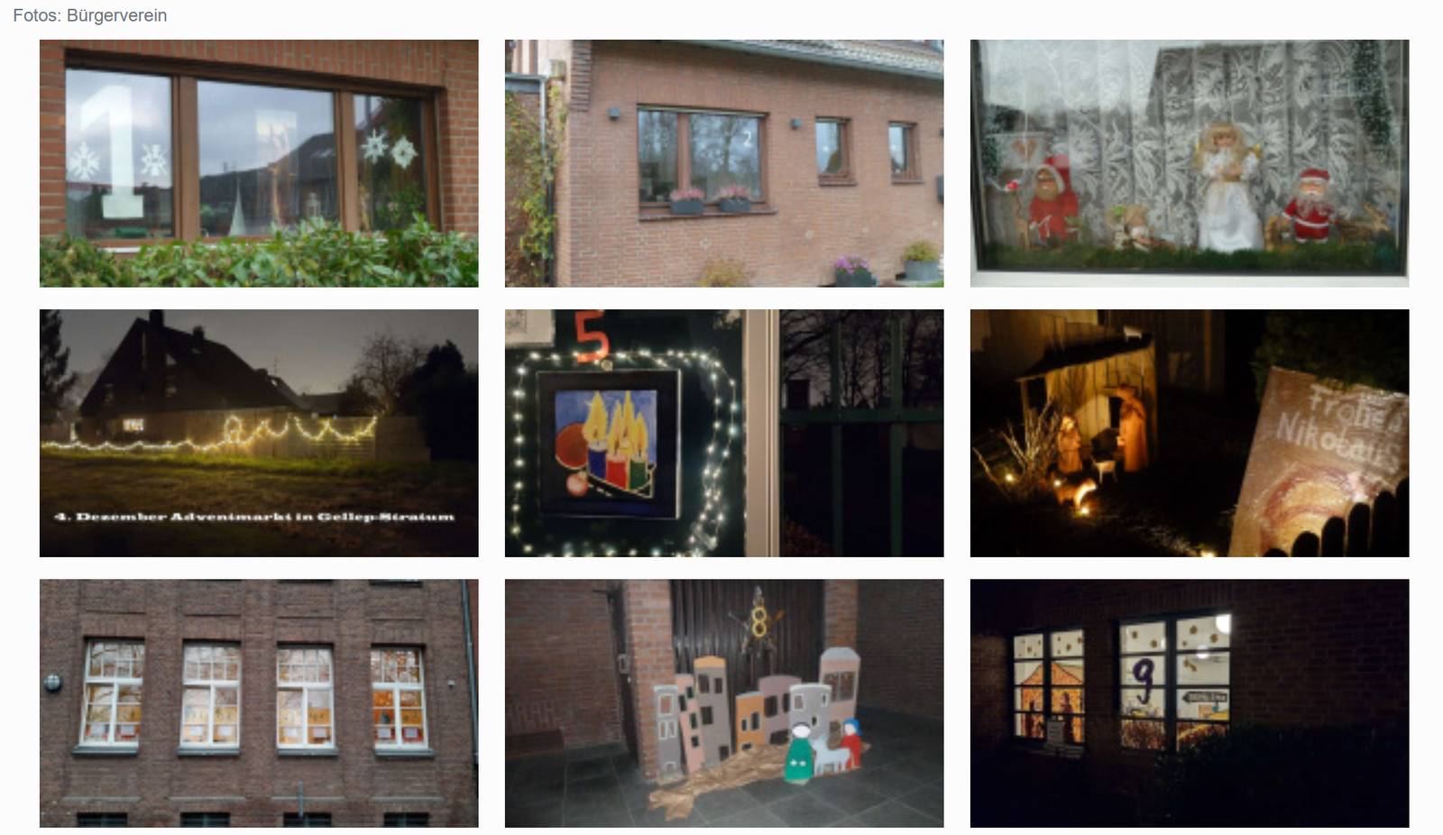Übersicht der Galerie mit verschiedenen Bildern der Adventkalenderfenster 
