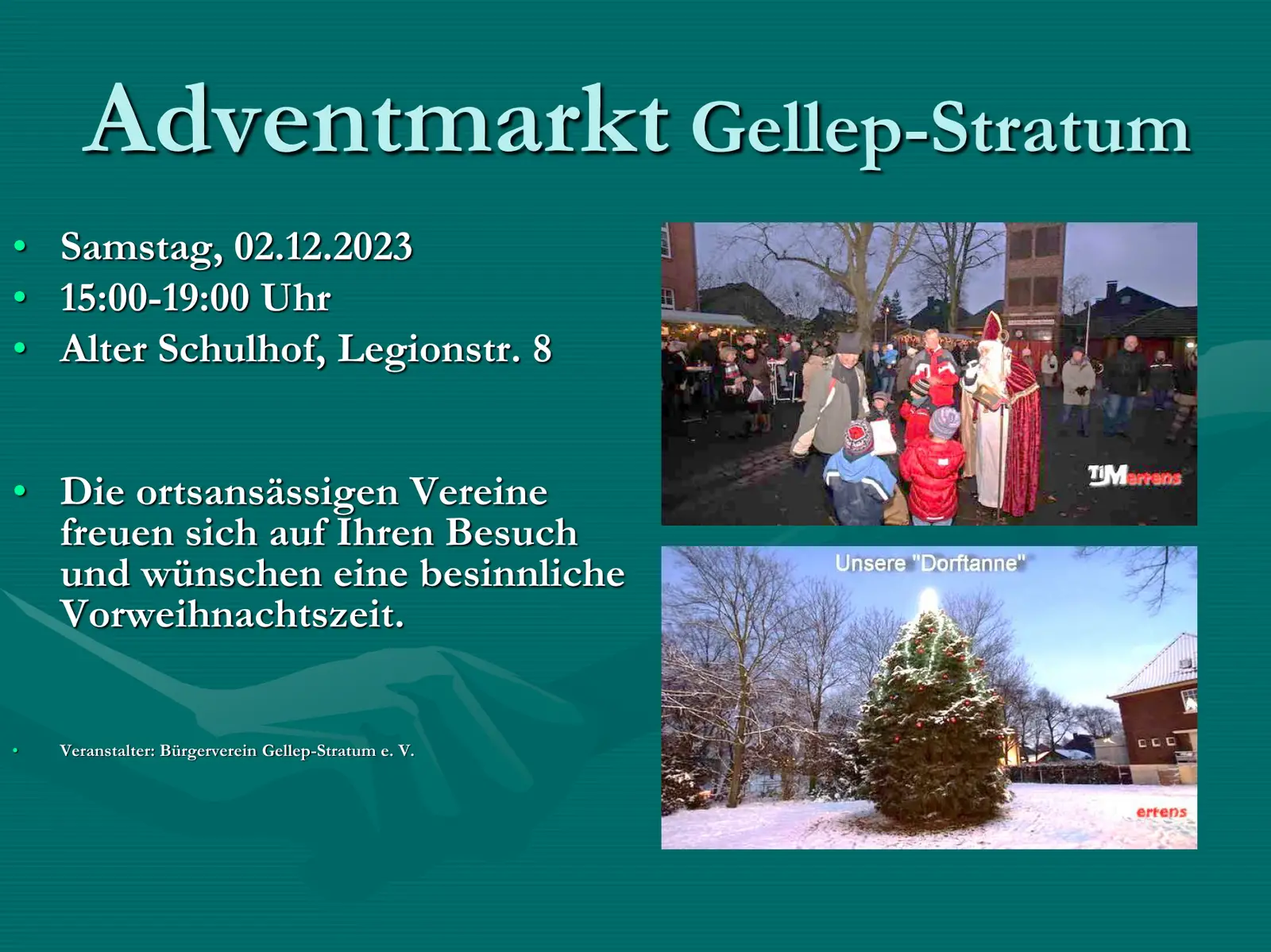 02.12.2023: Plakat mit den Informationen und Daten zum Adventmarkt